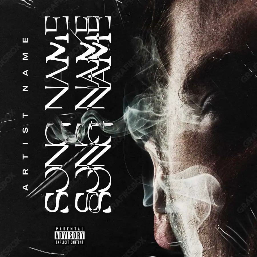 Premade album cover “Smoker” — a frame that refuses to sit in one category in a monochrome palette