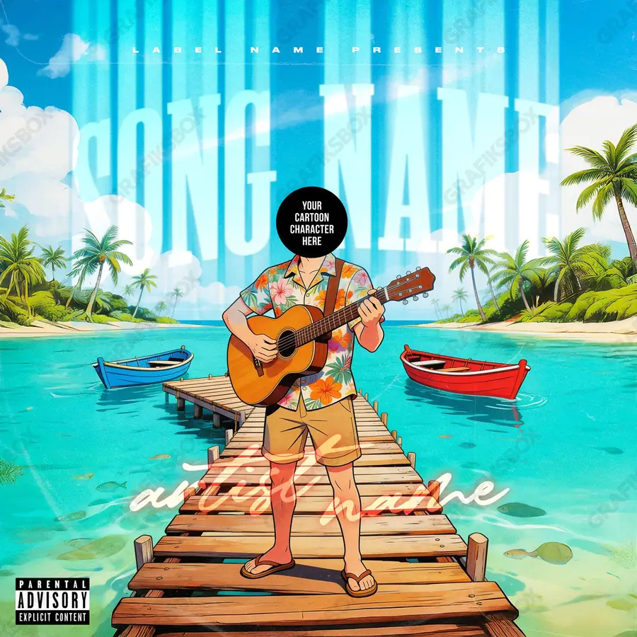 Portada de álbum prediseñada «Hawaii» — una idea visual original sin equivalente cercano en el catálogo, en una gama azul