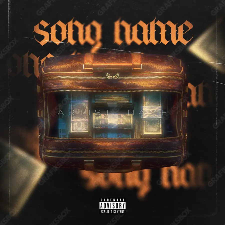 Premade album cover “Full Bag” — an original visual idea with no close match in the catalogue in an orange palette