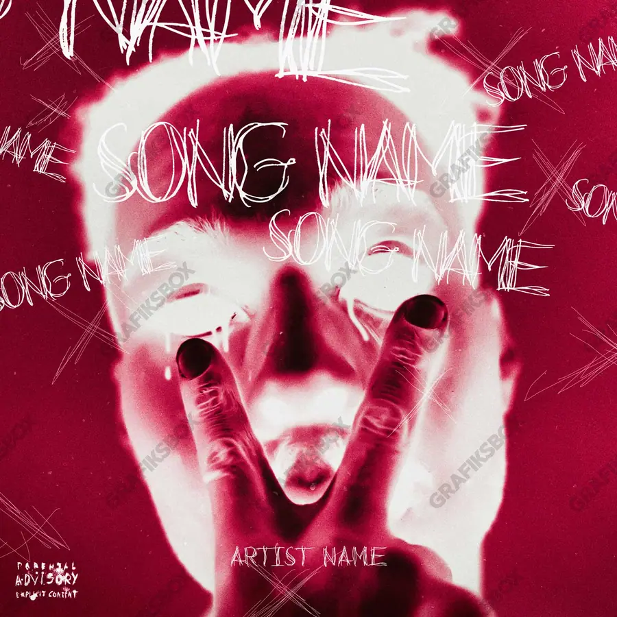 Premade album cover “Hardcore” — a frame that refuses to sit in one category in deep red tones