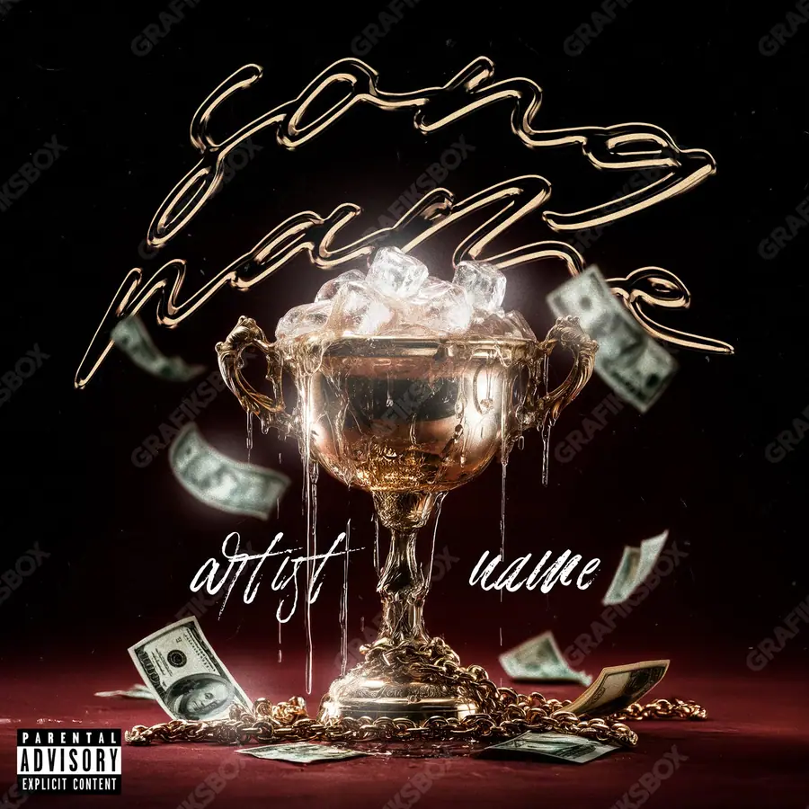 Premade album cover “Frosty Trophy” — a frame that refuses to sit in one category in a red palette