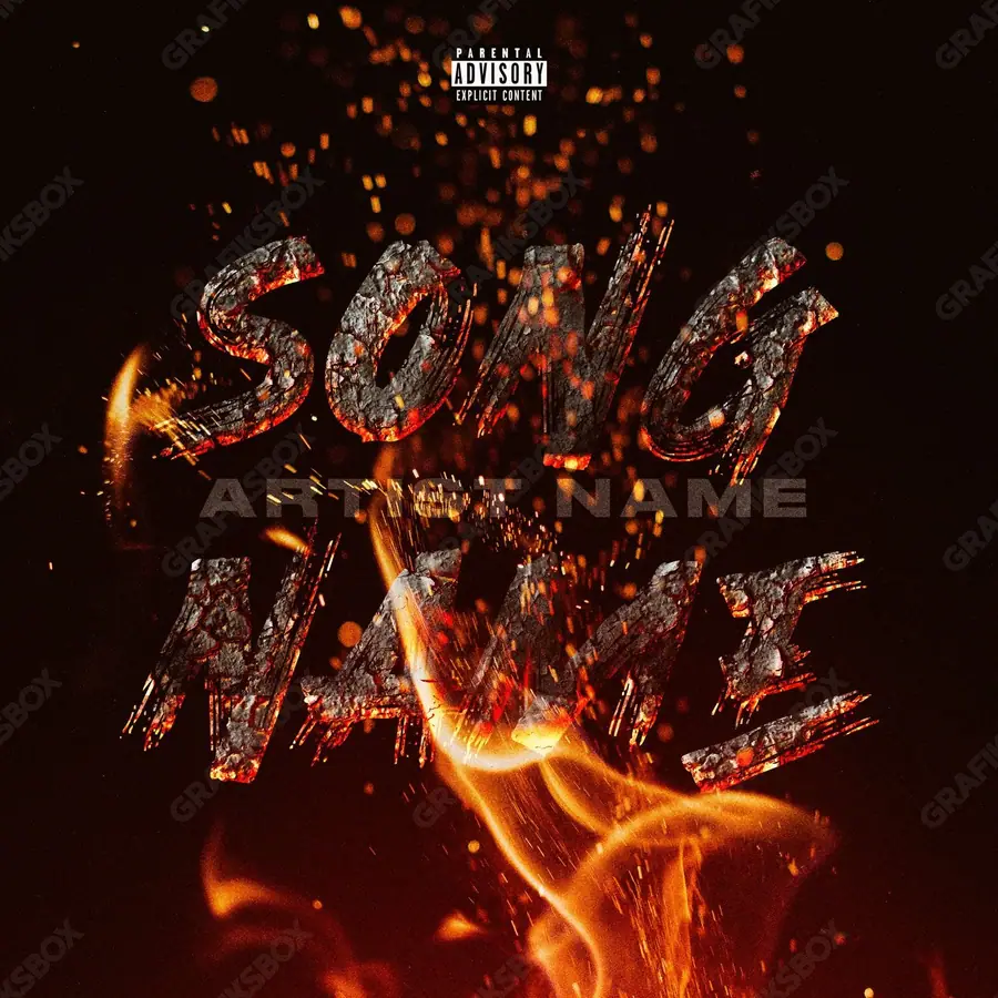 Portada de álbum prediseñada «Cenizas» — una idea visual original sin equivalente cercano en el catálogo, en una gama roja