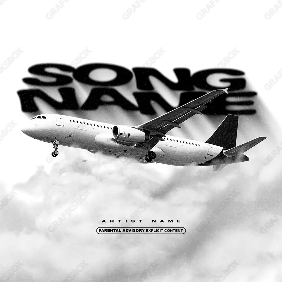 Portada de álbum prediseñada «Airbus» — una idea visual original sin equivalente cercano en el catálogo, en una paleta monocroma
