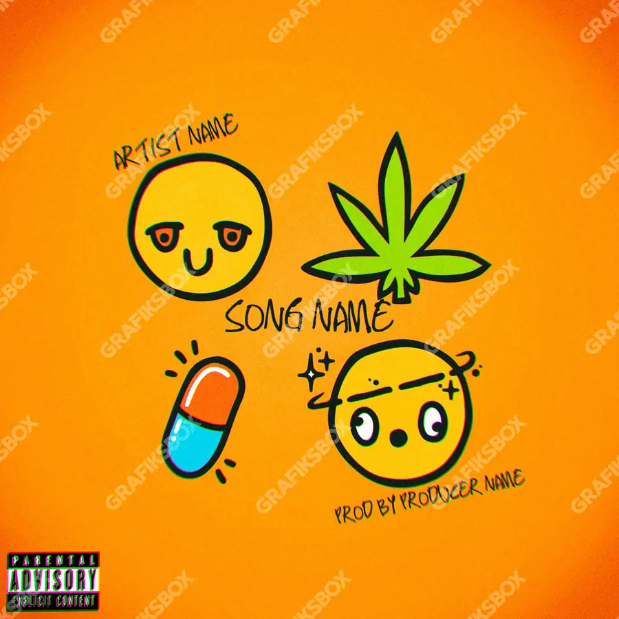 Premade album cover “Drugz” — a frame that refuses to sit in one category in orange shades