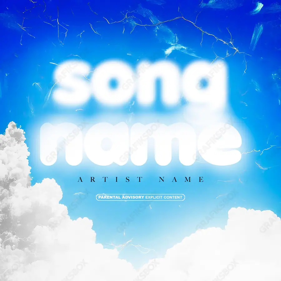 Premade album cover “Holy Heaven” — an original visual idea with no close match in the catalogue in cool blue tones