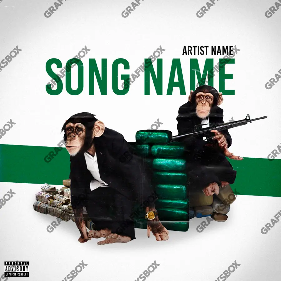 Premade album cover “Monkeys” — a subject with a character of its own in a green palette