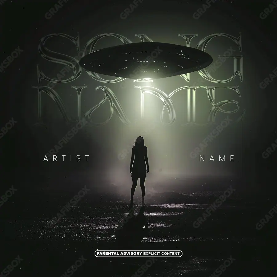 Portada de álbum prediseñada «Sighting» — una idea visual original sin equivalente cercano en el catálogo, en una paleta monocroma