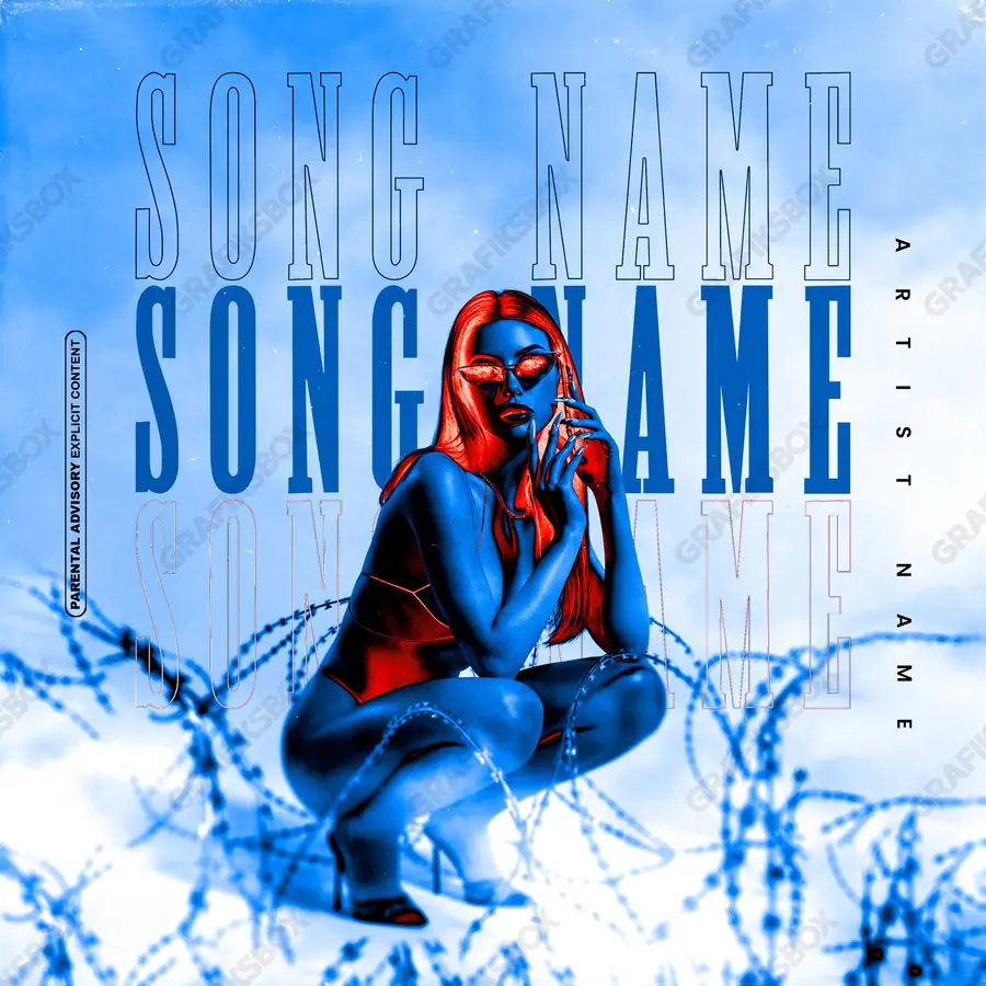Premade album cover “Wildly Sexy” — a subject with a character of its own in cool blue tones