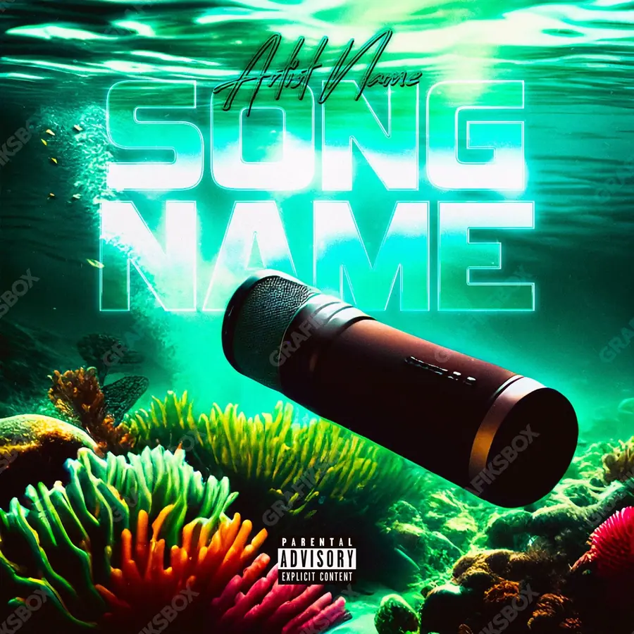 Premade album cover “Submarine” — a subject with a character of its own in a blue palette