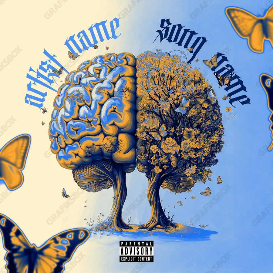 Premade album cover “Growth” — a subject with a character of its own in cool blue tones