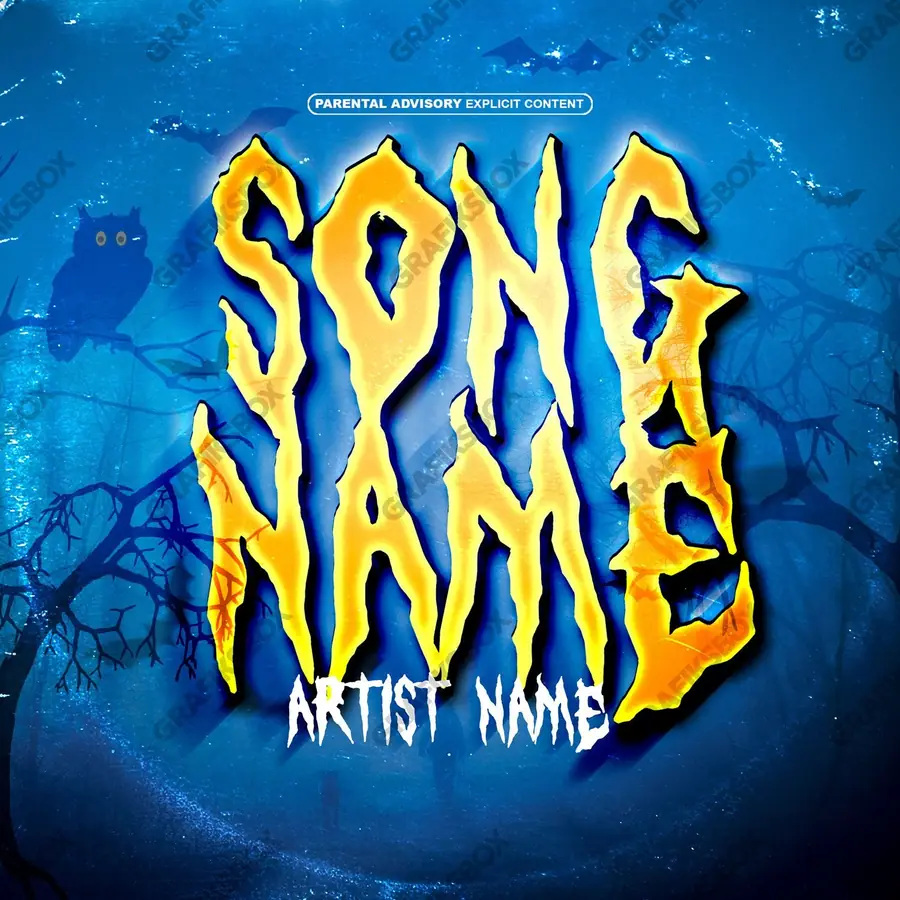 Premade album cover “Spooky” — a subject with a character of its own in cool blue tones