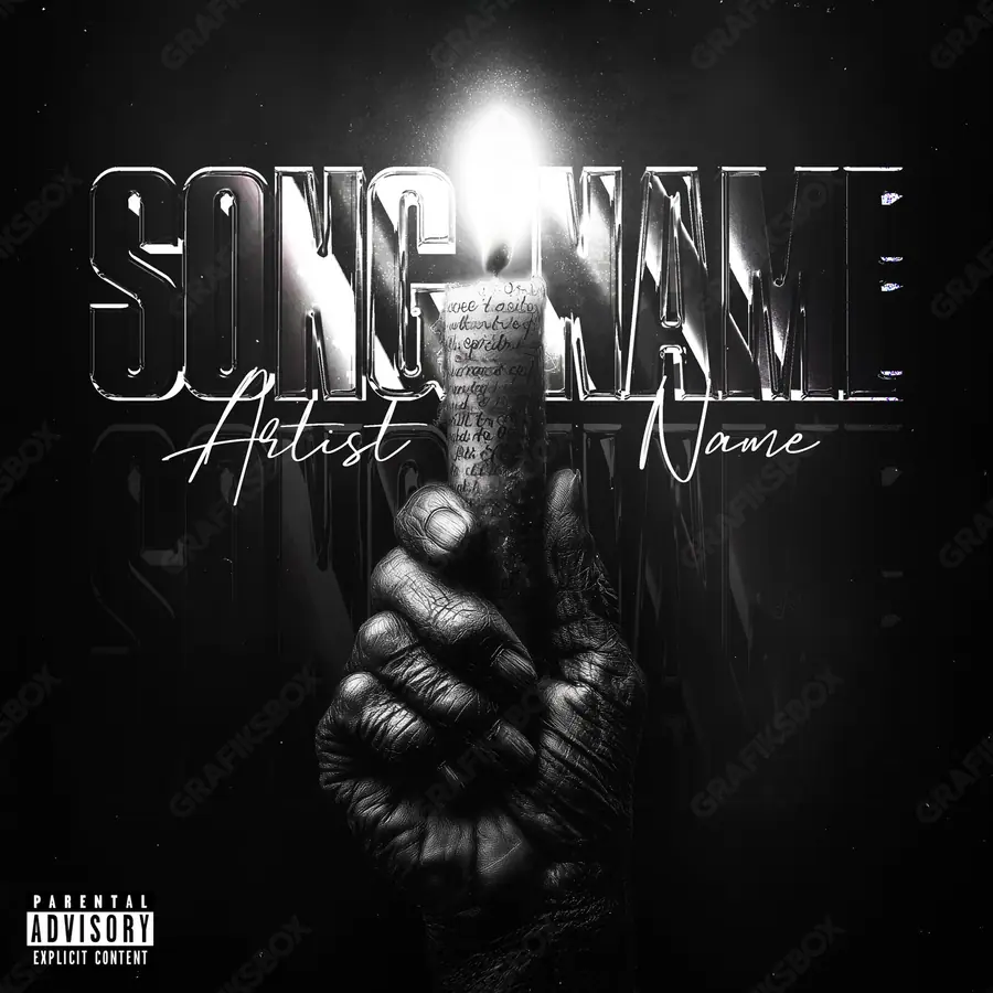 Premade album cover “Dark Story” — a dark frame where light works in single points in a monochrome palette