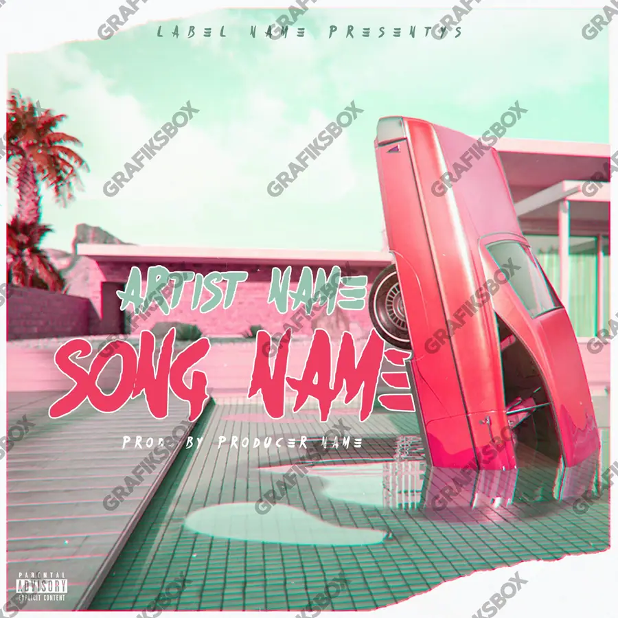 Portada de álbum prediseñada «Retro Summer» — equipo retro en cuadro: cintas, casetes, pantallas, en una gama roja