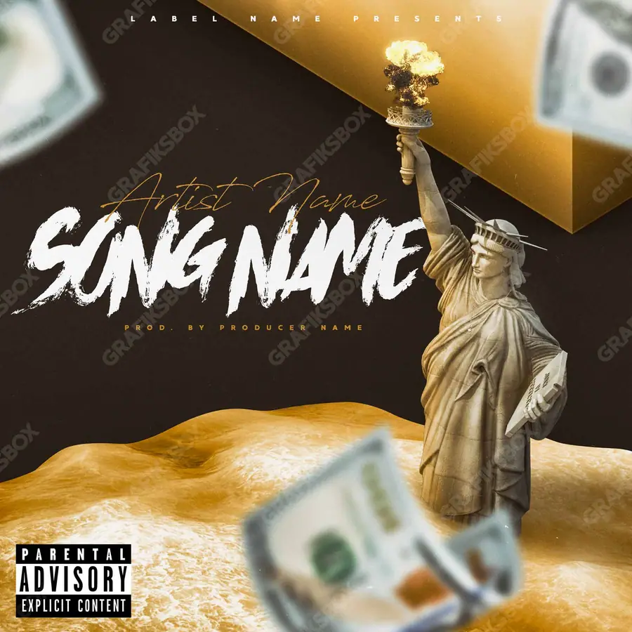 Portada de álbum prediseñada «Gold Liberty» — los signos del lujo: oro, dinero, brillo, en una gama dorada