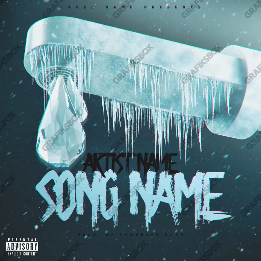 Premade album cover “Diamond Drip” — abstract graphics with no recognisable objects in a blue palette