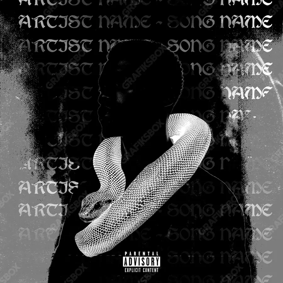 Portada de álbum prediseñada «Mimetic» — un encuadre que no encaja en una sola categoría, en una paleta monocroma