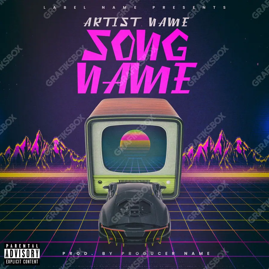 Portada de álbum prediseñada «Vaporwave» — una idea visual original sin equivalente cercano en el catálogo, en matices rosados
