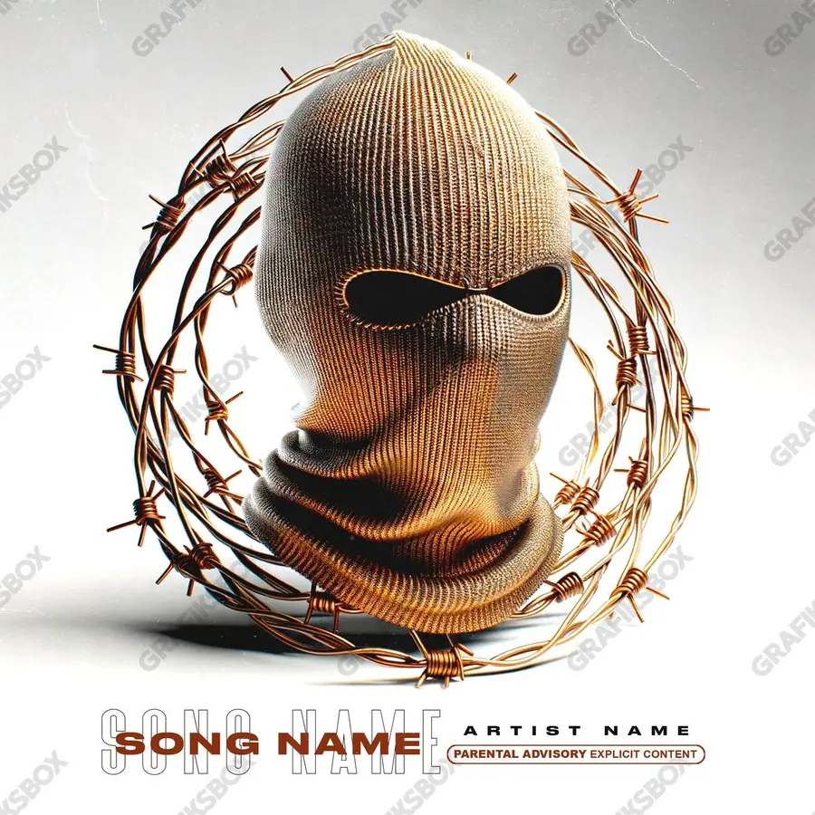 Premade album cover “Masque” — an original visual idea with no close match in the catalogue in orange shades