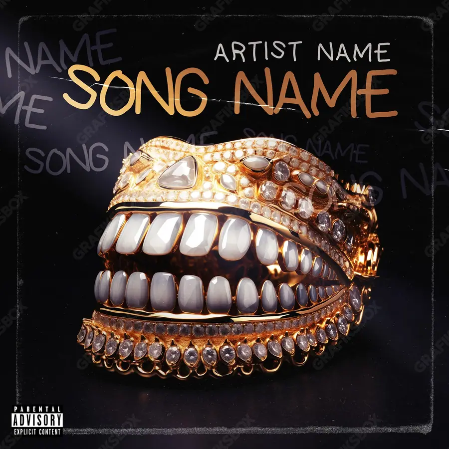 Premade album cover “Denture” — an original visual idea with no close match in the catalogue in orange shades