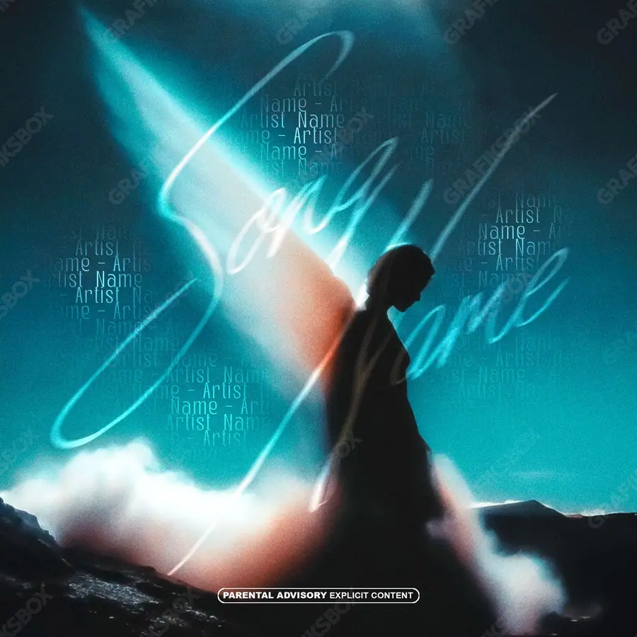 Portada de álbum prediseñada «Unique Wings» — una escena sombría que mantiene la tensión, en una gama azul