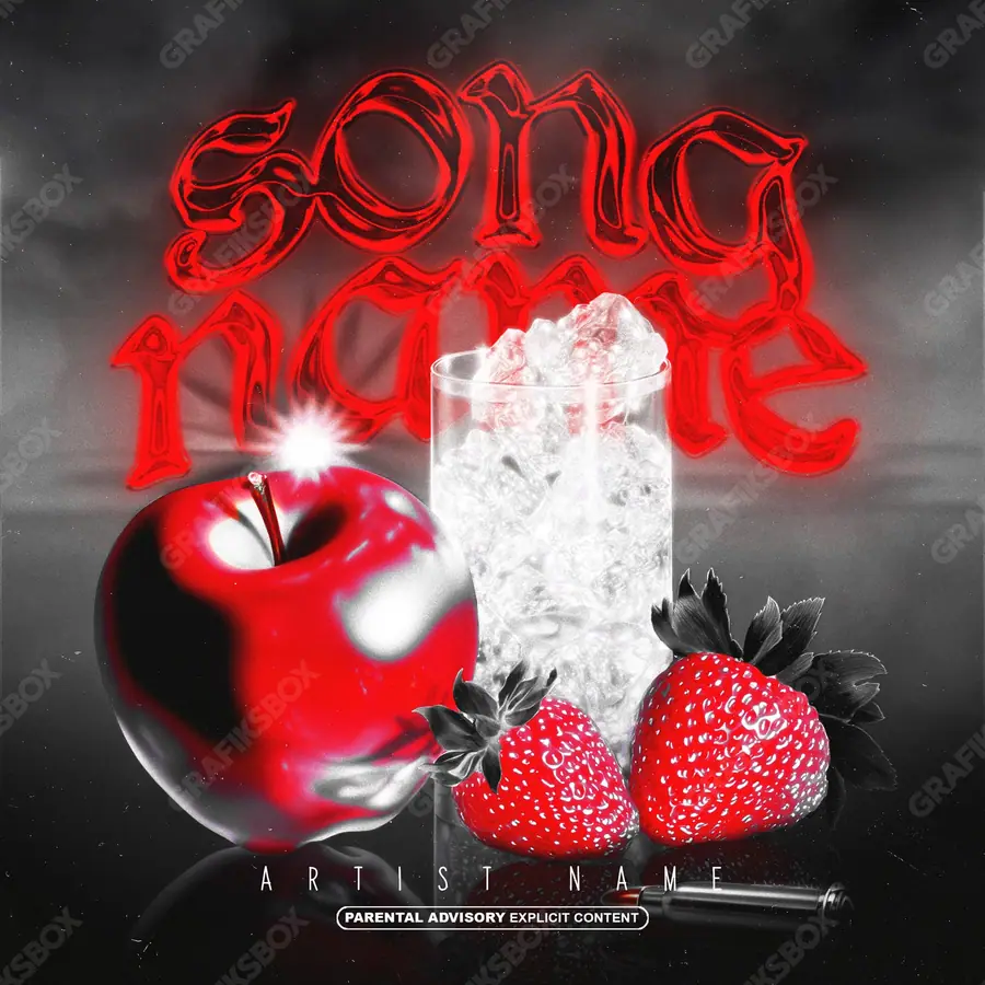 Premade album cover “Red Berries” — a subject with a character of its own in deep red tones