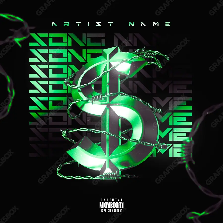 Premade album cover “Sign” — glowing lines running along the edge of the frame in green shades