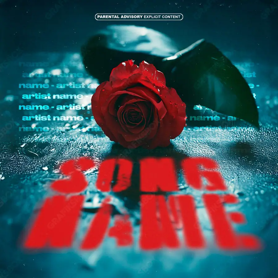 Premade album cover “Love Fallen” — a scene about closeness and feeling in a blue palette