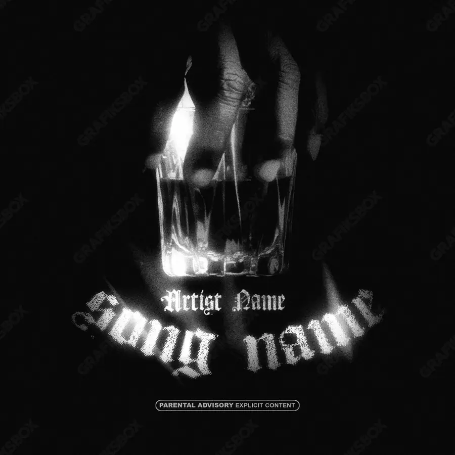Portada de álbum prediseñada «Last Liquor» — un motivo con carácter propio, en una gama en blanco y negro