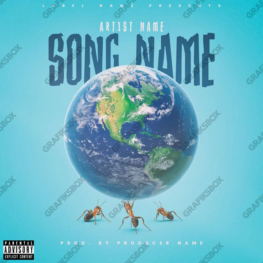 Portada de álbum prediseñada «Ant Power» — un encuadre que no encaja en una sola categoría, en una gama azul