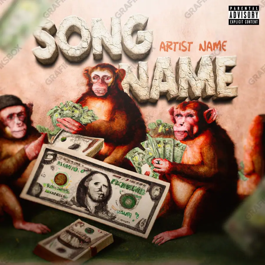 Premade album cover “Hustle Jungle” — a frame that refuses to sit in one category in an orange palette