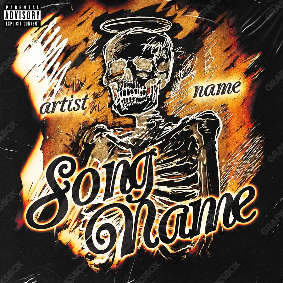 Portada de álbum prediseñada «Skulldraw» — un motivo con carácter propio, en una gama naranja