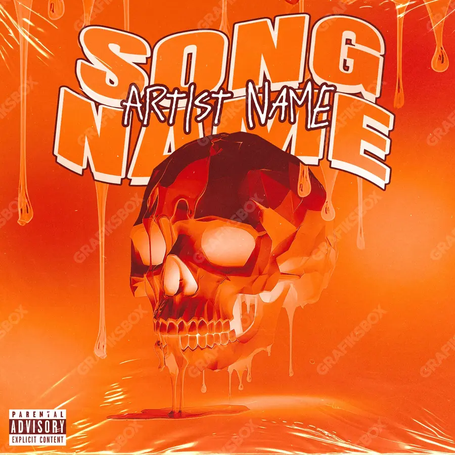 Premade album cover “Polygonal Drip” — an abstract composition of shapes, gradients and grain in an orange palette