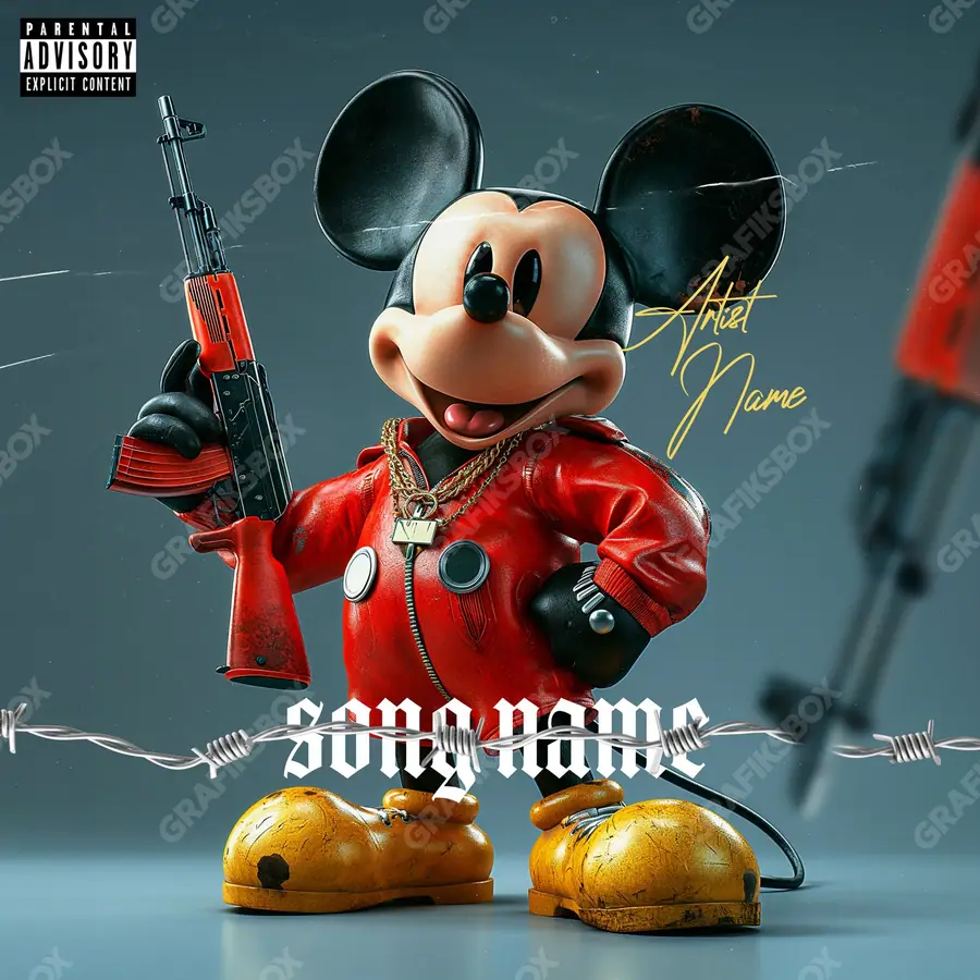 Premade album cover “Mickey” — a subject with a character of its own in a blue palette