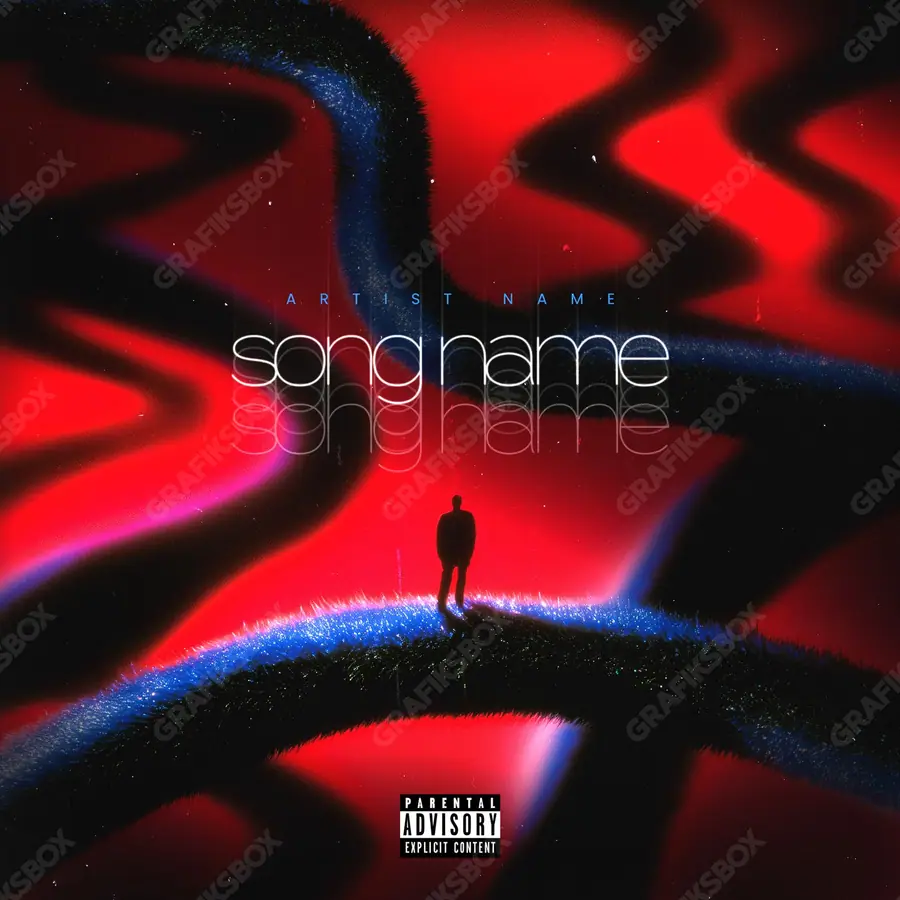 Premade album cover “Labyrinth” — an original visual idea with no close match in the catalogue in a red palette