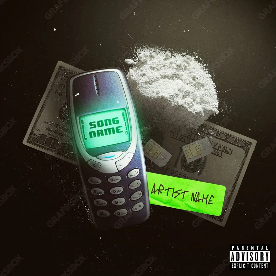 Купить обложку для трека «Trap Life» — тёмный кадр, в зелёных тонах