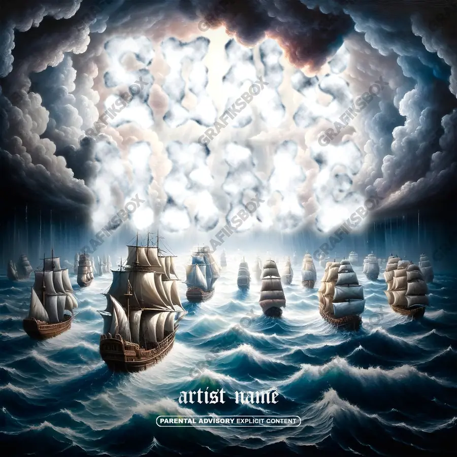 Premade album cover “Watercraft” — a subject with a character of its own in a blue palette