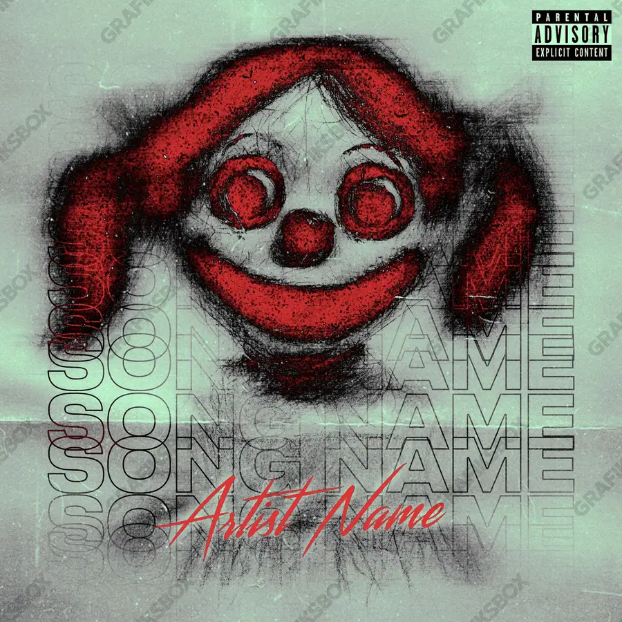 Portada de álbum prediseñada «Little Psycho» — un encuadre que no encaja en una sola categoría, en una gama roja