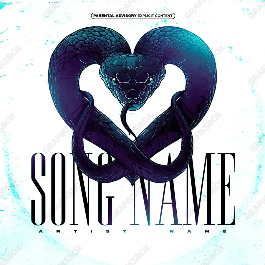 Premade album cover “Snake Treason” — dark art with a heavy atmosphere in cool blue tones
