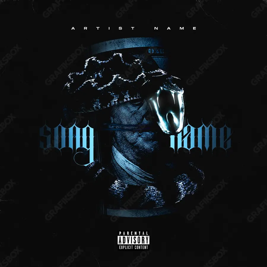 Portada de álbum prediseñada «Benji Snake» — imágenes duras en un encuadre de tonos bajos, en una gama en blanco y negro