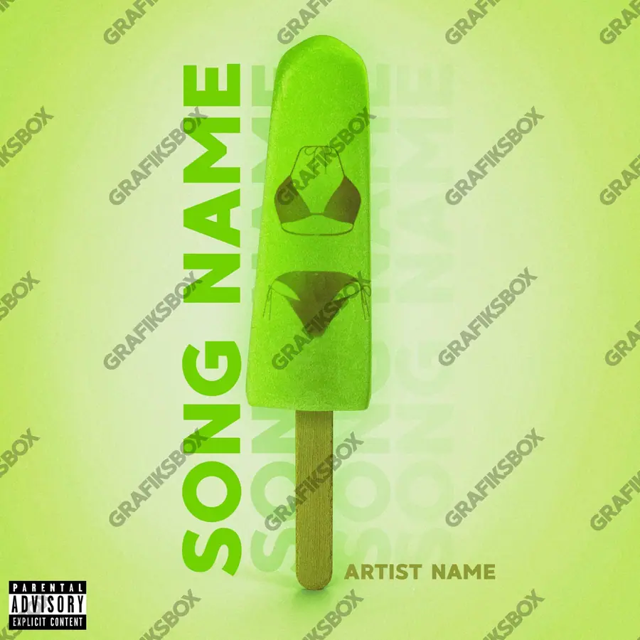 Premade album cover “Popsicle” — an original visual idea with no close match in the catalogue in green shades