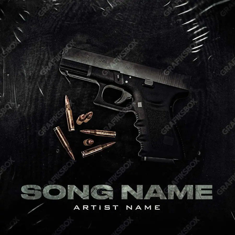 Portada de álbum prediseñada «9mm» — un encuadre que no encaja en una sola categoría, en una gama en blanco y negro