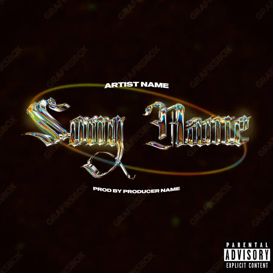 Portada de álbum prediseñada «Holographictag» — una idea visual original sin equivalente cercano en el catálogo, en una gama en blanco y negro