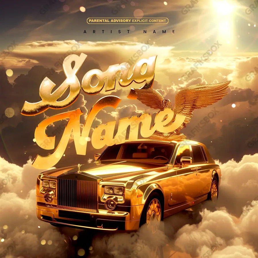 Premade album cover “Gold Phantom” — a frame about status, gold under heavy light in a gold palette