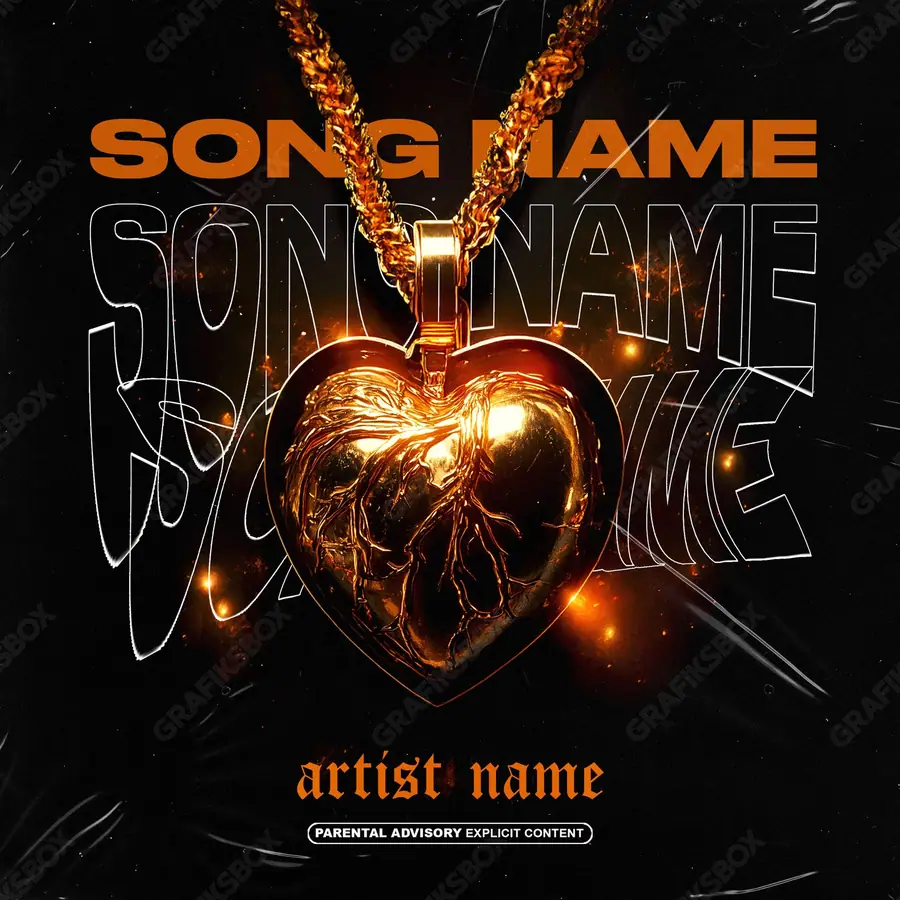 Premade album cover “My Necklace” — a subject with a character of its own in an orange palette