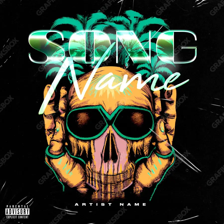 Premade album cover “Tropic Skull” — dark art with a heavy atmosphere in an orange palette