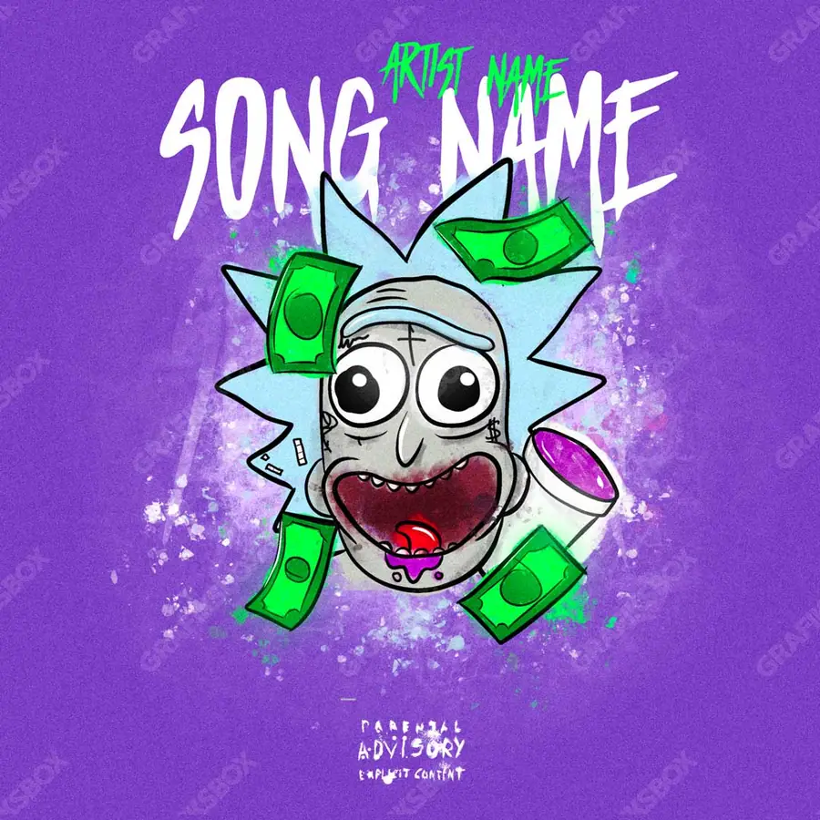 Premade album cover “Dope Rick” — a frame that refuses to sit in one category in a purple palette