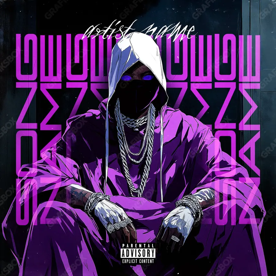 Обложка для песни «Purple Gang» — тёмный кадр, в фиолетовых тонах