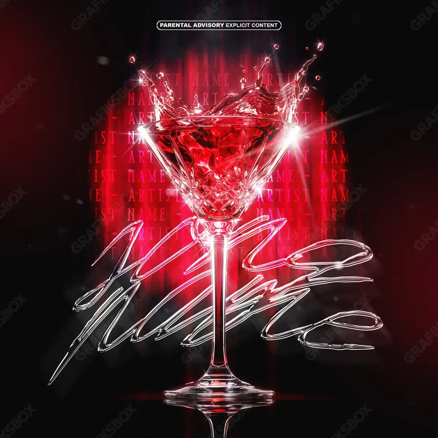 Готовая обложка для трека «Luxe Drink» — тёмный кадр, в красных тонах