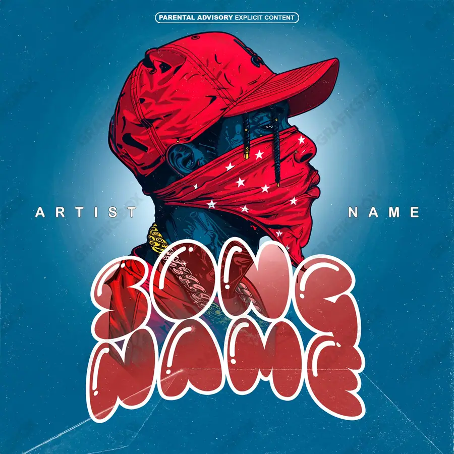 Premade album cover “The Soldier” — an original visual idea with no close match in the catalogue in a blue palette
