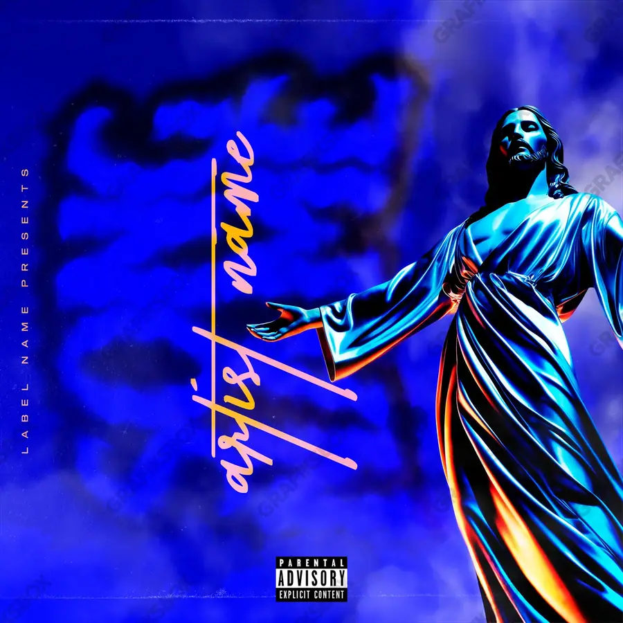 Portada de álbum prediseñada «The Redeemer» — un encuadre que no encaja en una sola categoría, en una gama azul